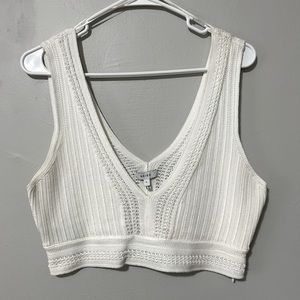 White Knit Lace Crop Top by Reiss